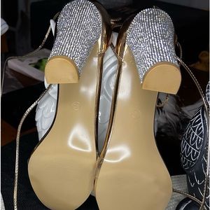 Rose Gold and Clear party sandals with rhinestoned heels!!!